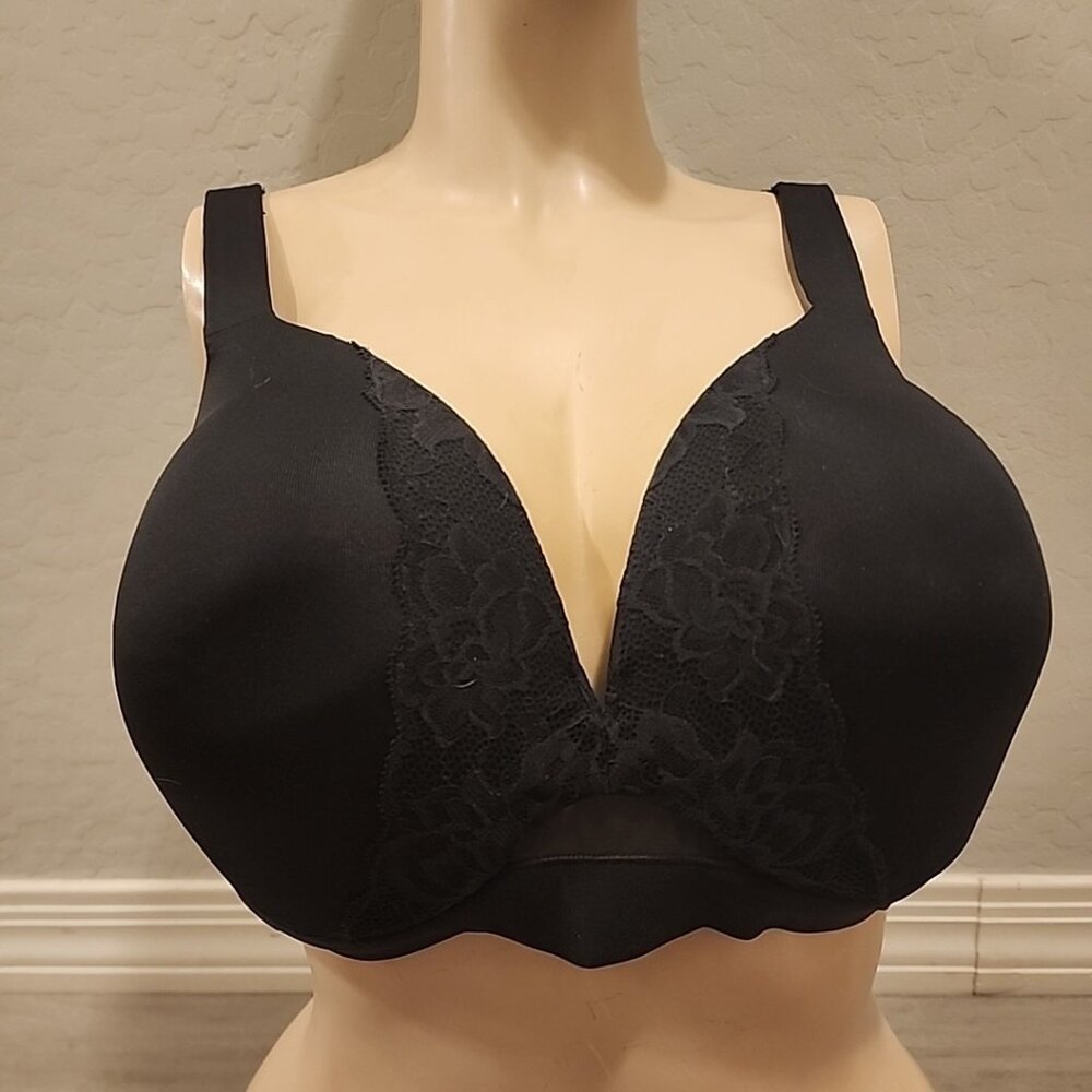 Cacique Bra 42DD Lightly Lined Plunge Underwire Black